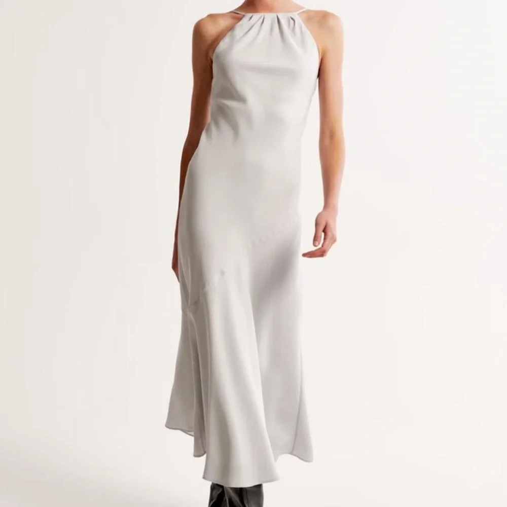 NWT Abercrombie Light Gray Long Dress size Medium